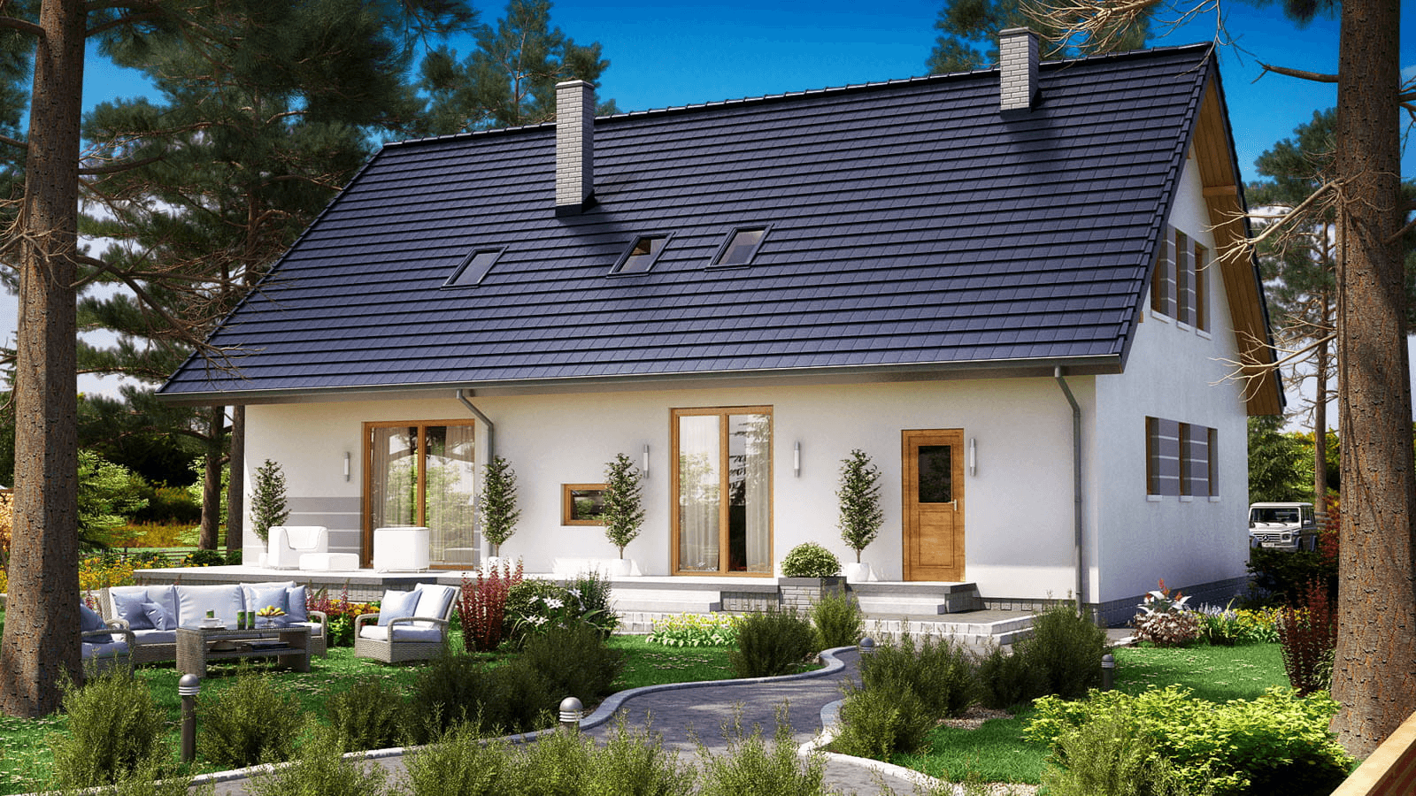 Wizualizacja domu BS-16 wariant 1 dwulokalowy