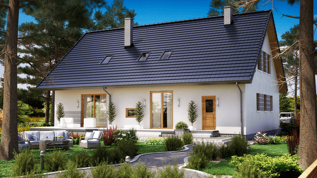 Wizualizacja domu BS-16 wariant 1 dwulokalowy