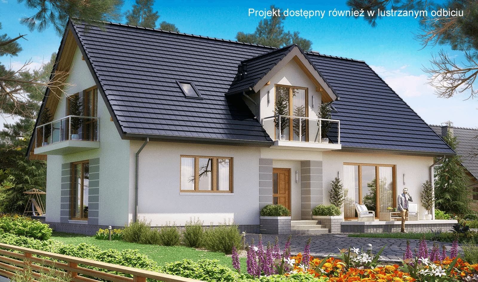 Wizualizacja domu BS-16 wariant 1 dwulokalowy