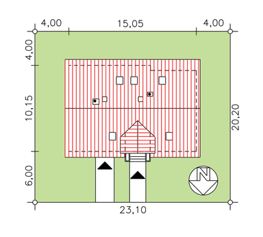 Rzut usytuowania domu BS-16 z lokalem na działce