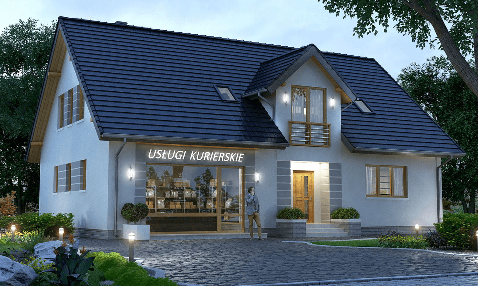 Wizualizacja domu BS-16 z lokalem