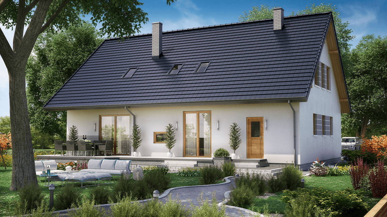 Wizualizacja domu BS-16 z lokalem