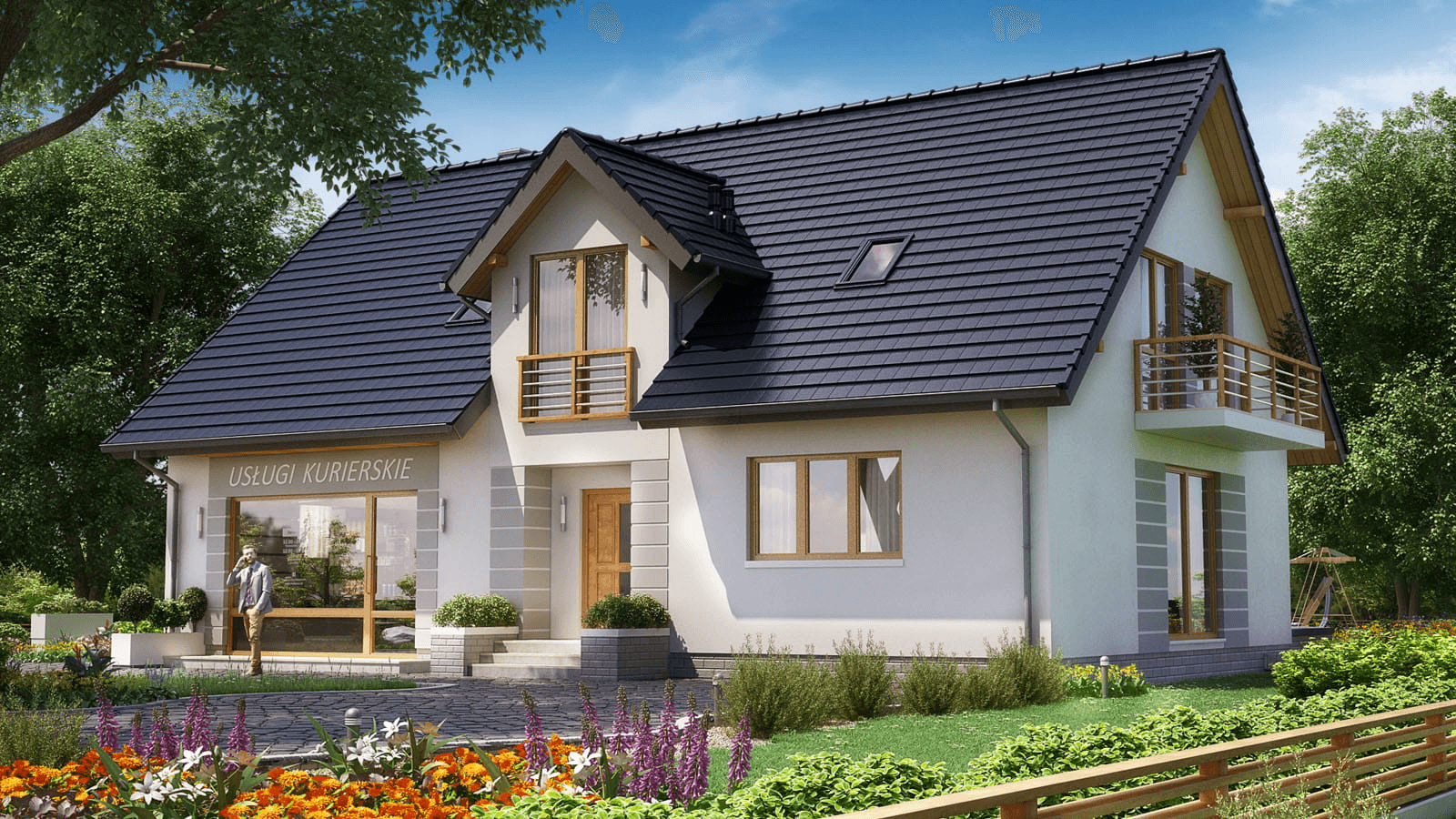 Wizualizacja domu BS-16 z lokalem