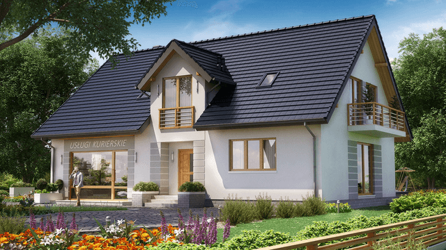 Wizualizacja domu BS-16 z lokalem