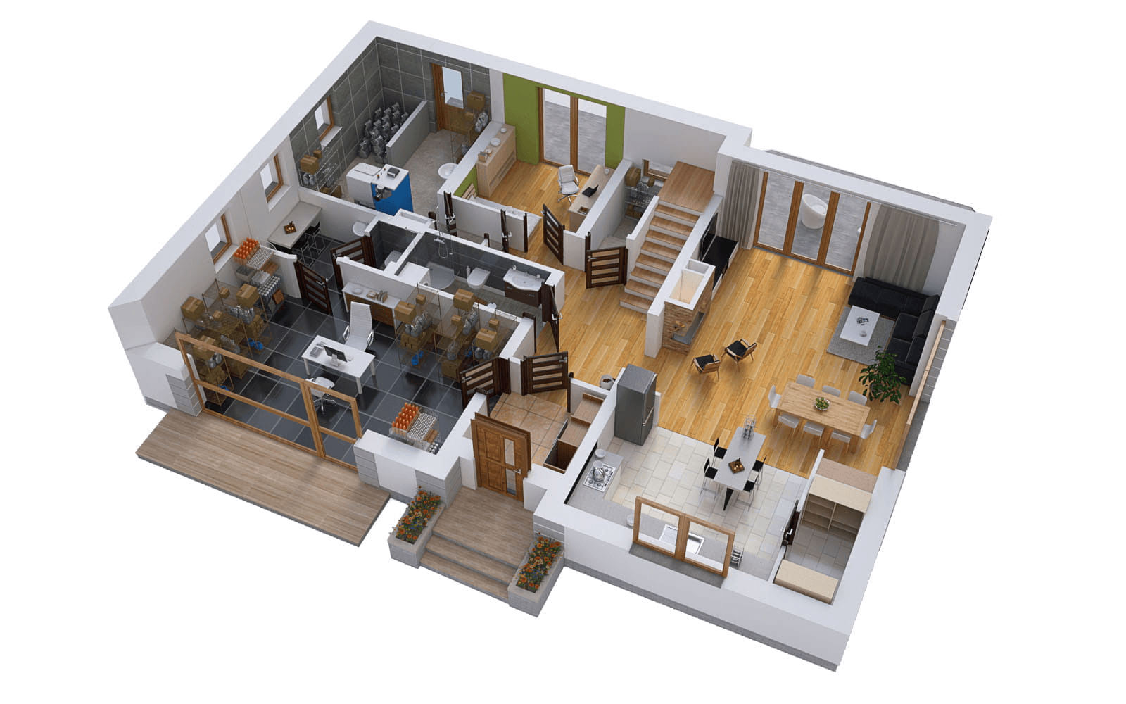 Wizualizacja domu BS-16 z lokalem