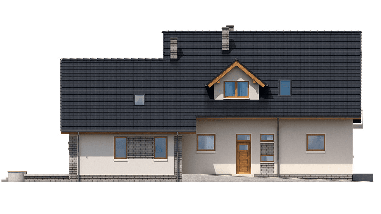 Elewacja lewa domu BS-56 dwulokalowy