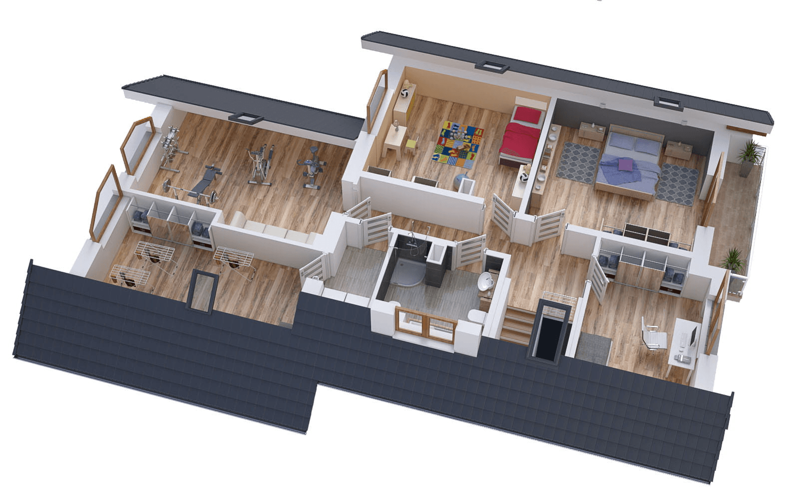 Wizualizacja domu BS-56 dwulokalowy