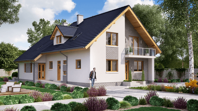 Wizualizacja domu BS-56 dwulokalowy