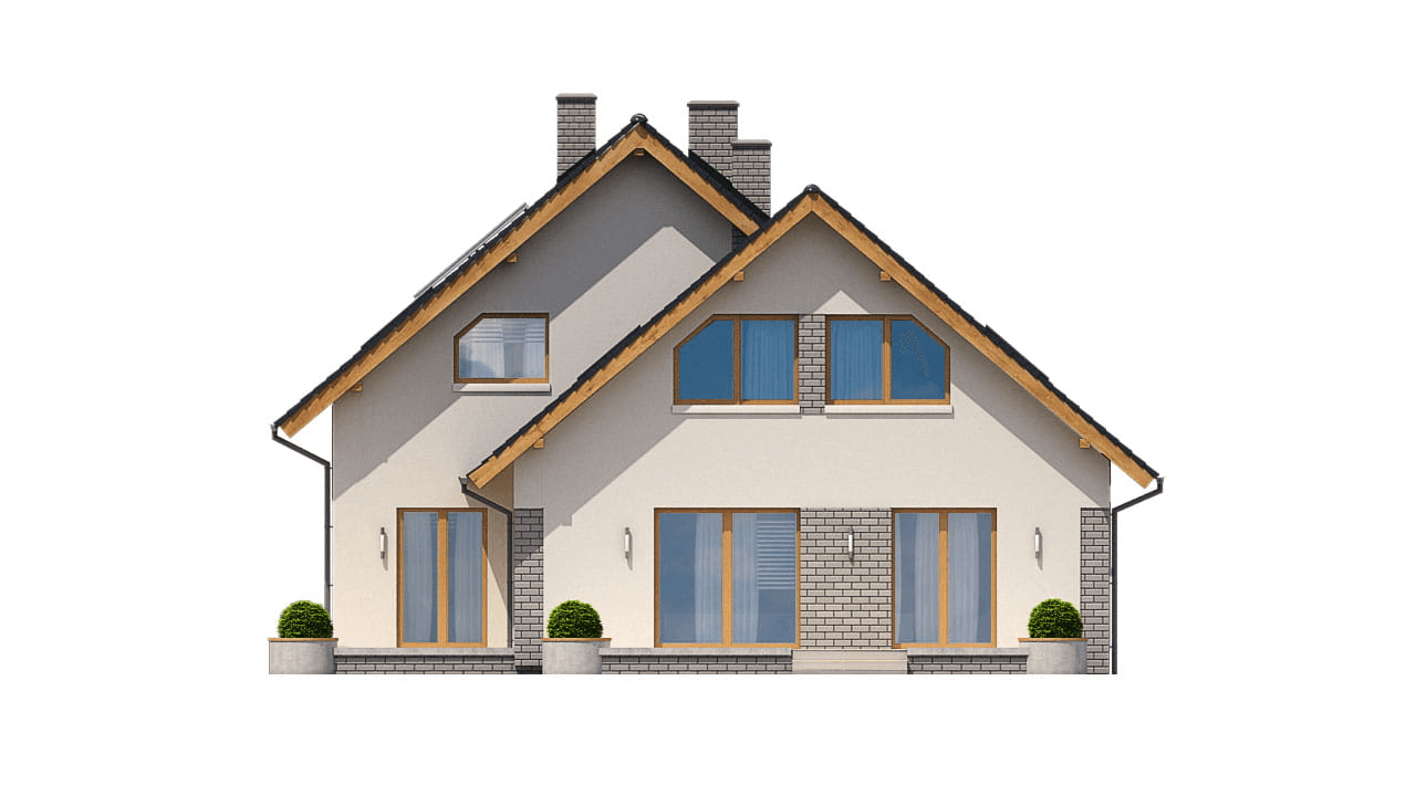 Elewacja tylna domu BS-56 wariant 1 dwulokalowy