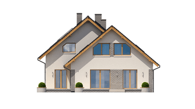 Elewacja tylna domu BS-56 wariant 1 dwulokalowy