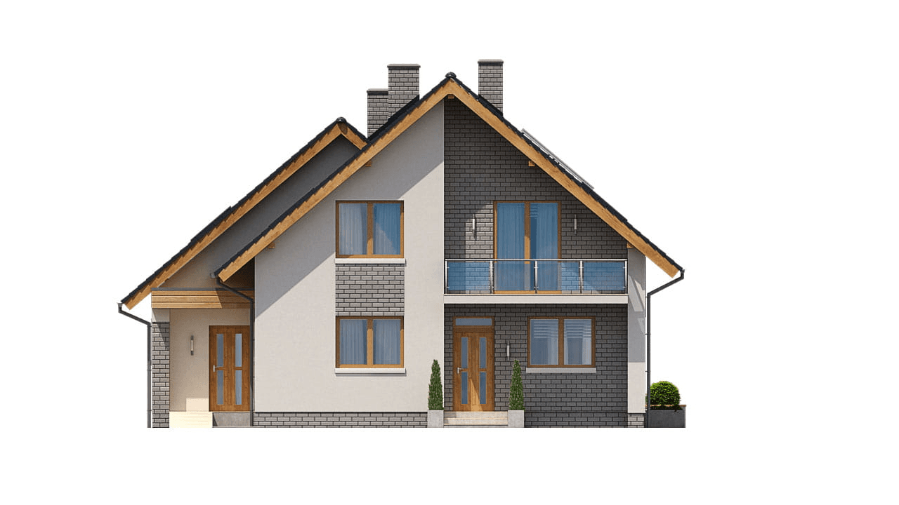 Elewacja frontowa domu BS-56 wariant 1 dwulokalowy