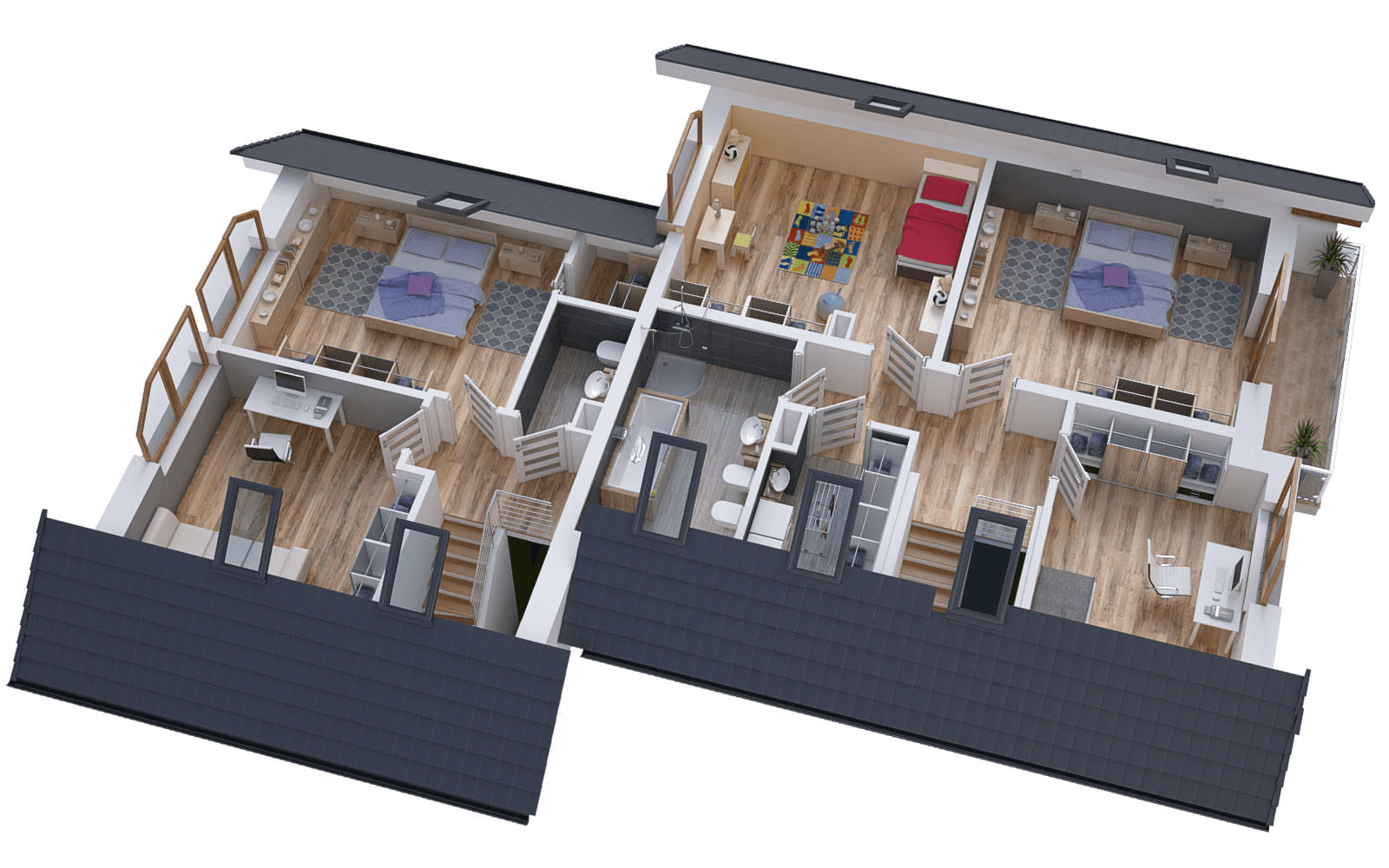 Wizualizacja domu BS-56 wariant 1 dwulokalowy
