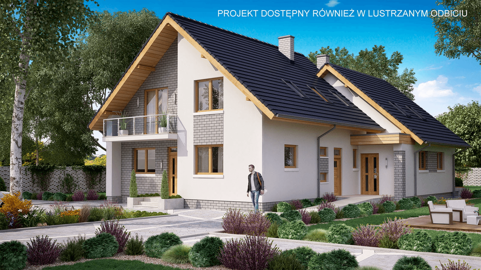 Wizualizacja domu BS-16 wariant 1 dwulokalowy