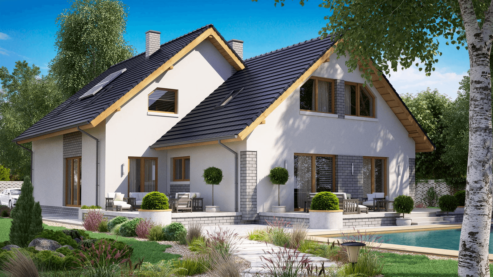 Wizualizacja domu BS-56 wariant 1 dwulokalowy