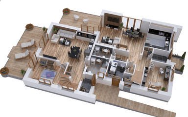 Wizualizacja domu BS-16 wariant 1 dwulokalowy