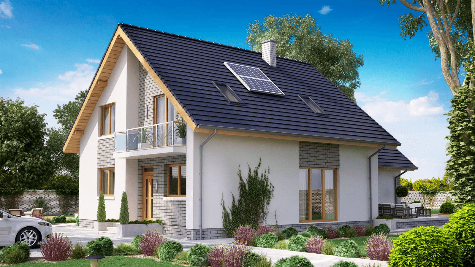 Wizualizacja domu BS-56 wariant 1 dwulokalowy