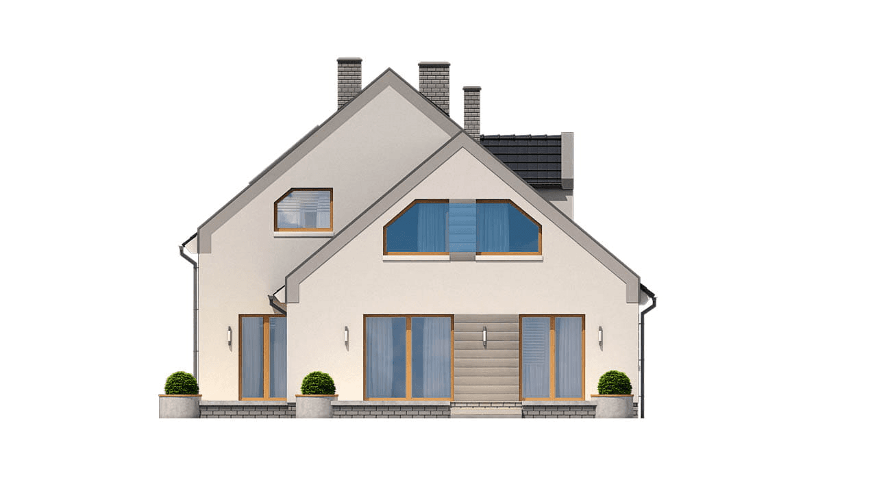 Elewacja tylna domu BS-56 wariant 2 dwulokalowy