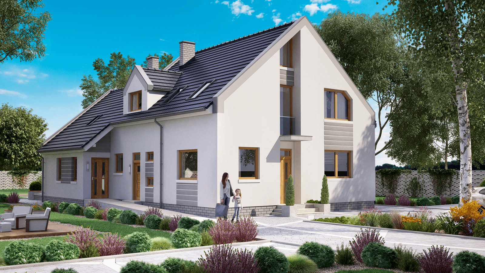 Wizualizacja domu BS-56 wariant 2 dwulokalowy