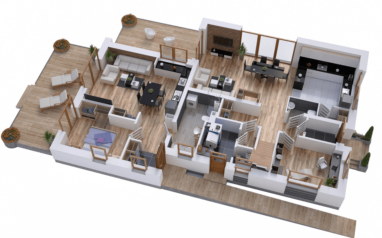 Wizualizacja domu BS-56 wariant 2 dwulokalowy