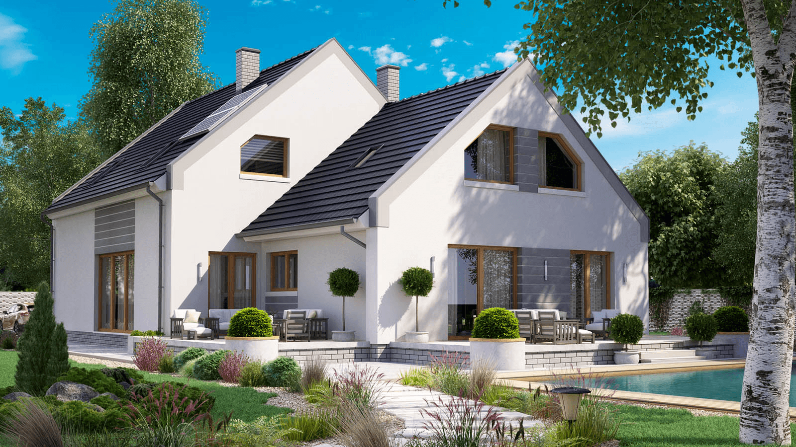 Wizualizacja domu BS-56 wariant 2 dwulokalowy