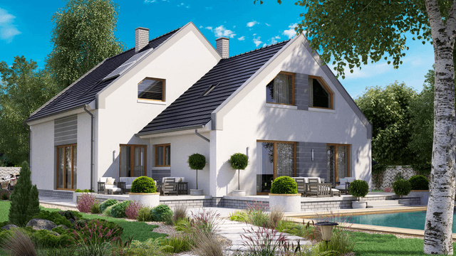 Wizualizacja domu BS-56 wariant 2 dwulokalowy