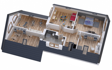 Wizualizacja domu BS-56 wariant 2 dwulokalowy