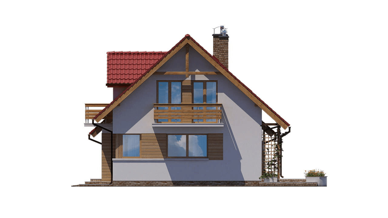 Elewacja prawa domu jednorodzinnego BW-03 wariant 3