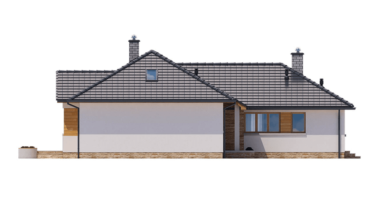 Elewacja lewa domu jednorodzinnego BW-16 wariant 1 z garażem lub bez
