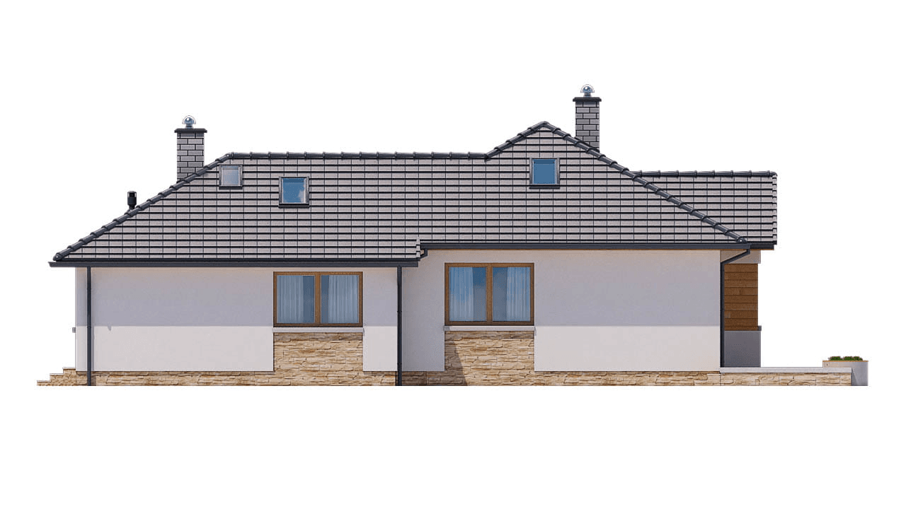 Elewacja prawa domu jednorodzinnego BW-16 wariant 1 z garażem lub bez