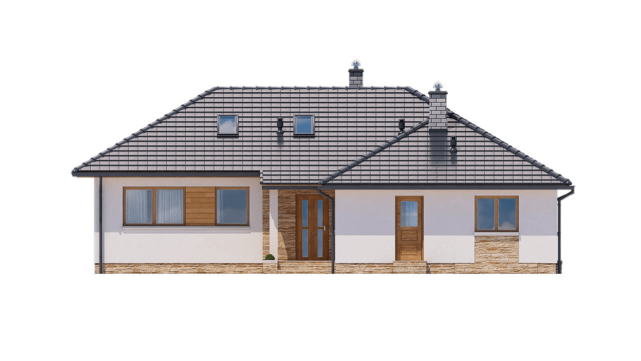 Elewacja frontowa domu jednorodzinnego BW-16 wariant 1 z garażem lub bez
