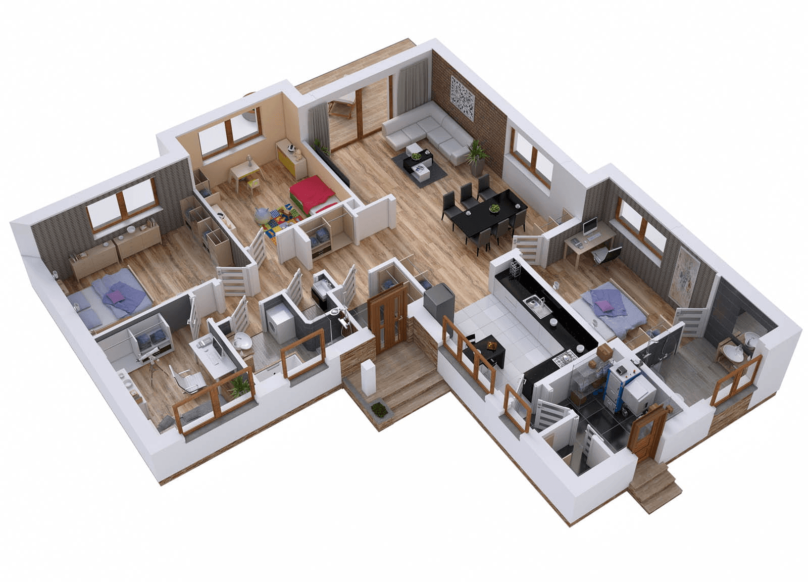 Wizualizacja domu jednorodzinnego BW-16 wariant 1 z garażem lub bez