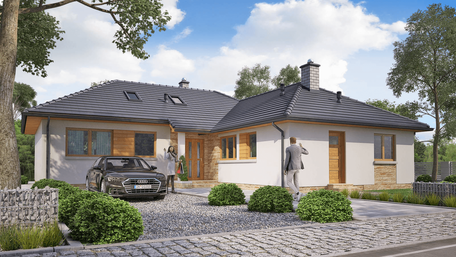 Wizualizacja domu jednorodzinnego BW-16 wariant 1 z garażem lub bez
