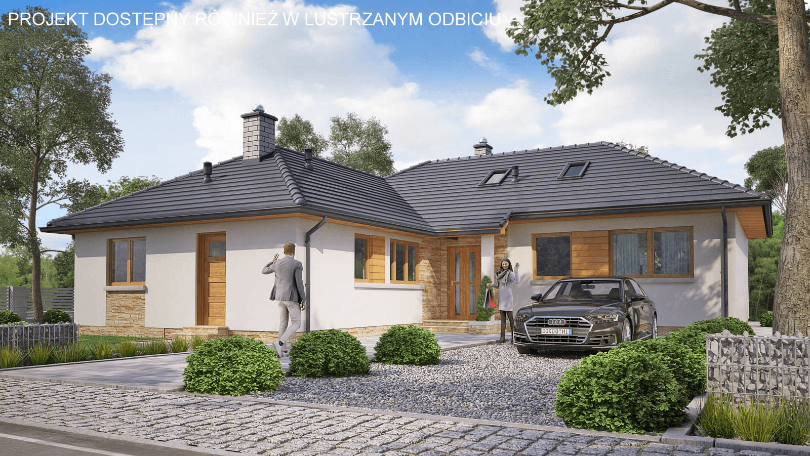 Wizualizacja domu jednorodzinnego BW-16 wariant 1 z garażem lub bez