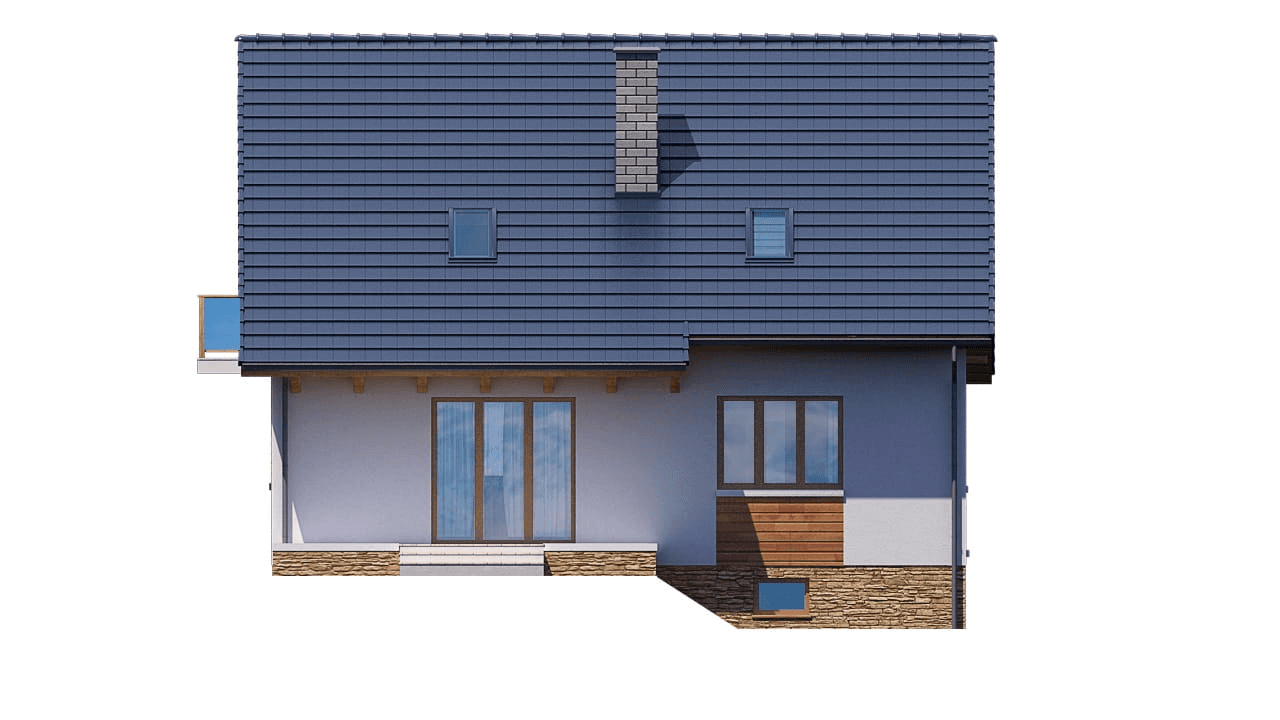 Elewacja tylna domu jednorodzinnego BW-18 podpiwniczony
