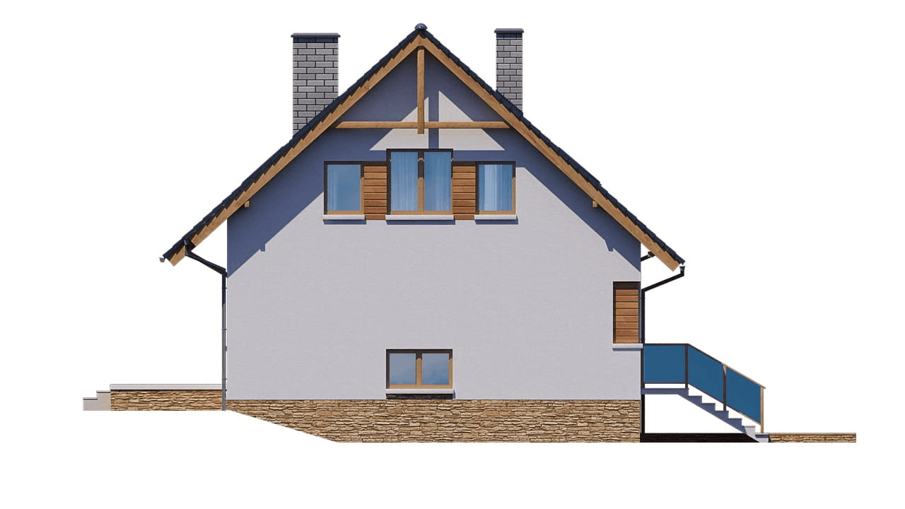 Elewacja lewa domu jednorodzinnego BW-18 podpiwniczony