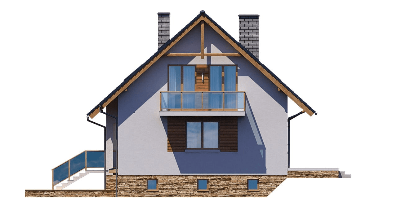 Elewacja prawa domu jednorodzinnego BW-18 podpiwniczony