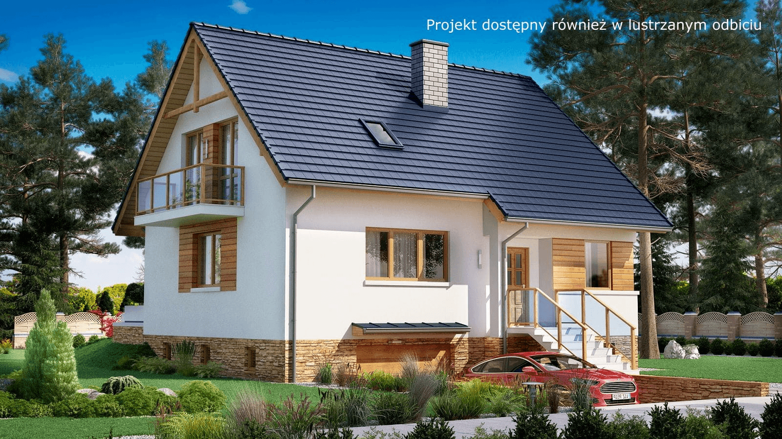Wizualizacja domu jednorodzinnego BW-18 podpiwniczony