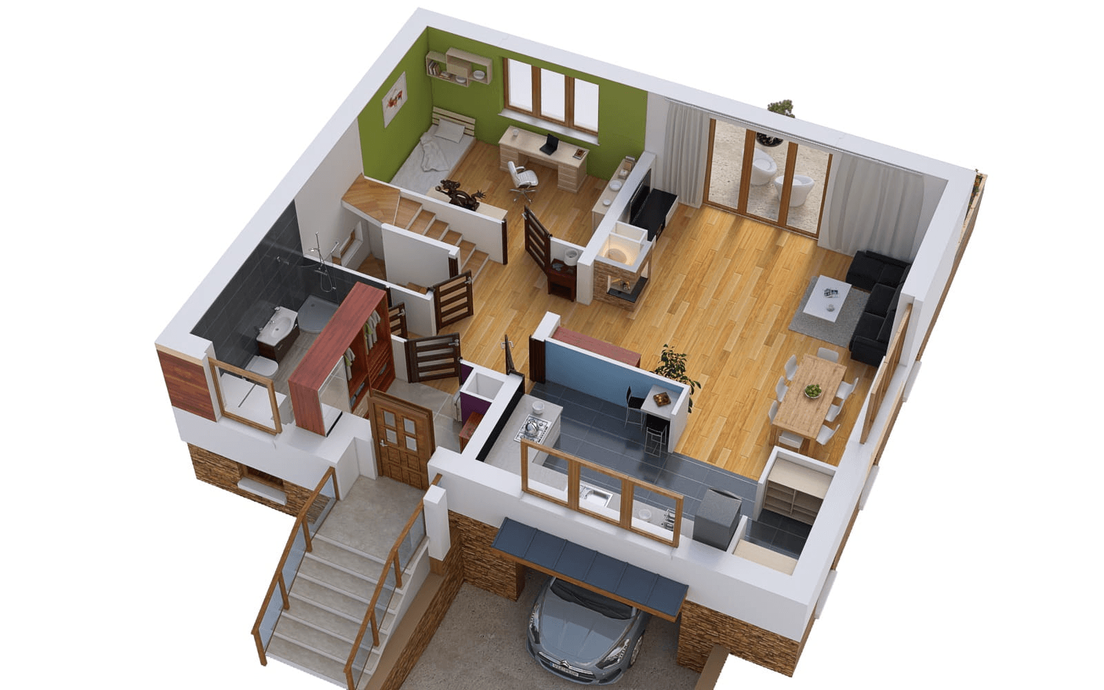 Wizualizacja domu jednorodzinnego BS-18 podpiwniczony