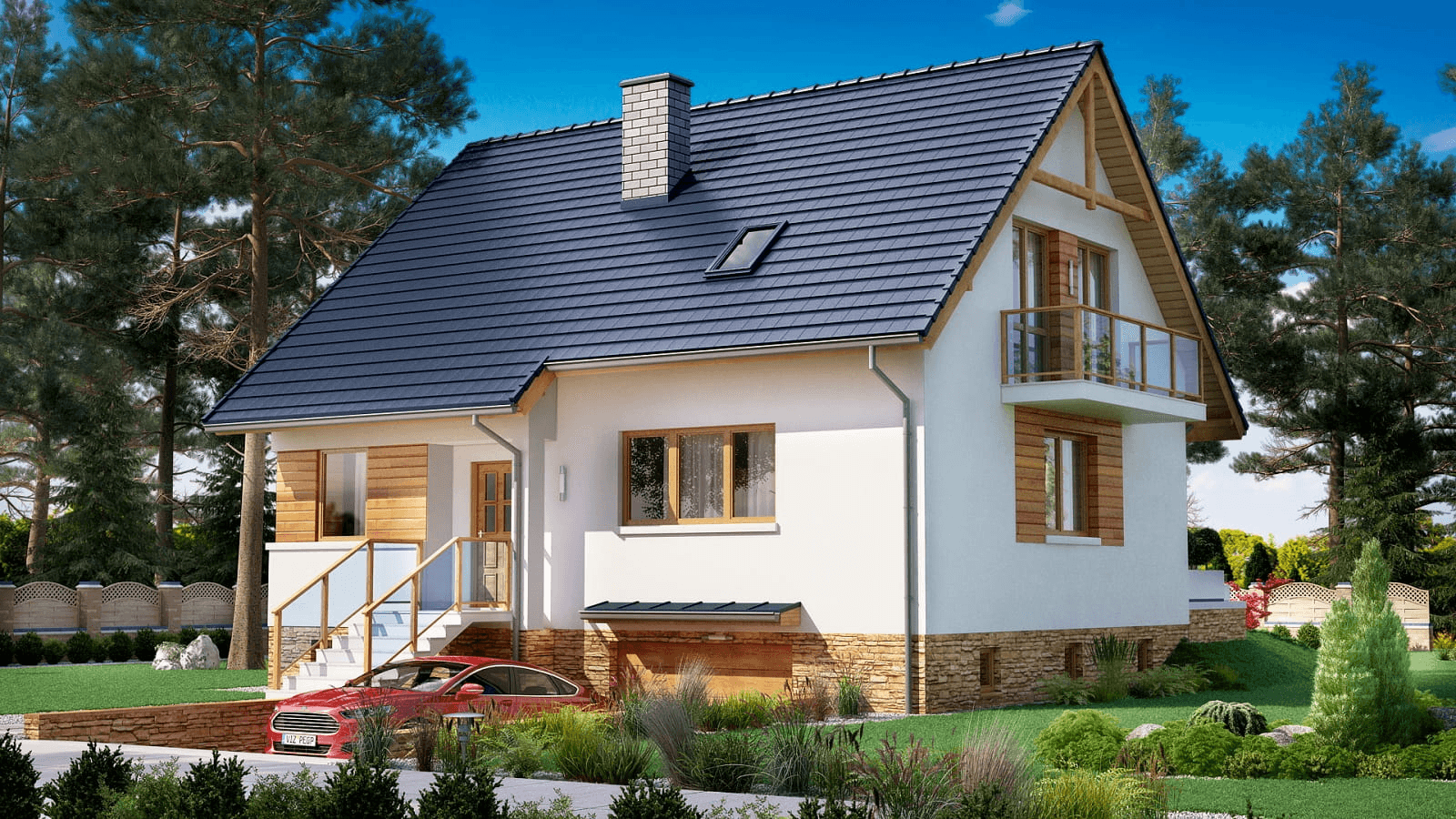 Wizualizacja domu jednorodzinnego BW-18 podpiwniczony