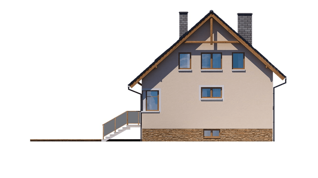 Elewacja prawa domu jednorodzinnego BW-19 podpiwniczony