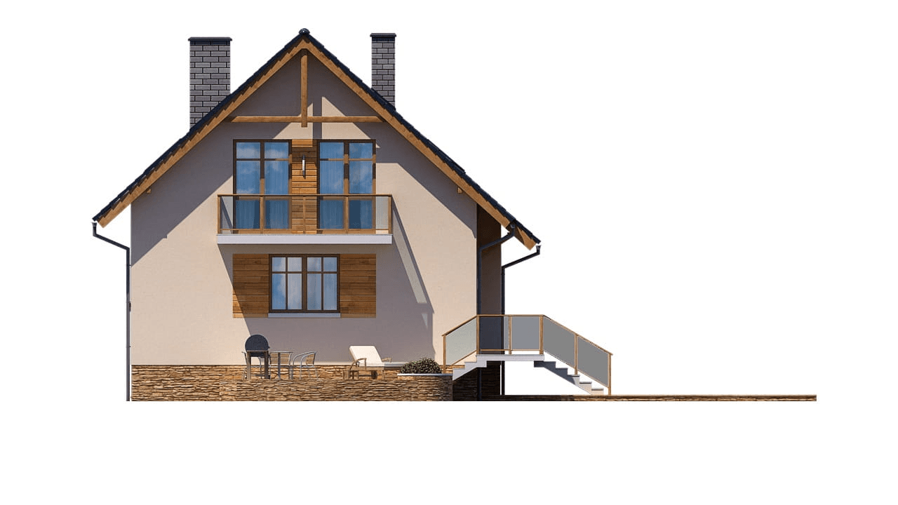 Elewacja lewa domu jednorodzinnego BW-19 podpiwniczony