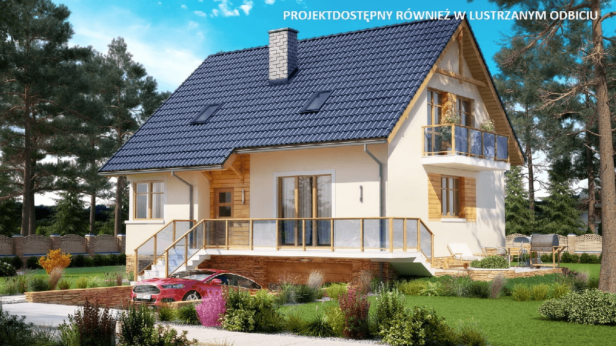 Wizualizacja domu jednorodzinnego BW-19 podpiwniczony