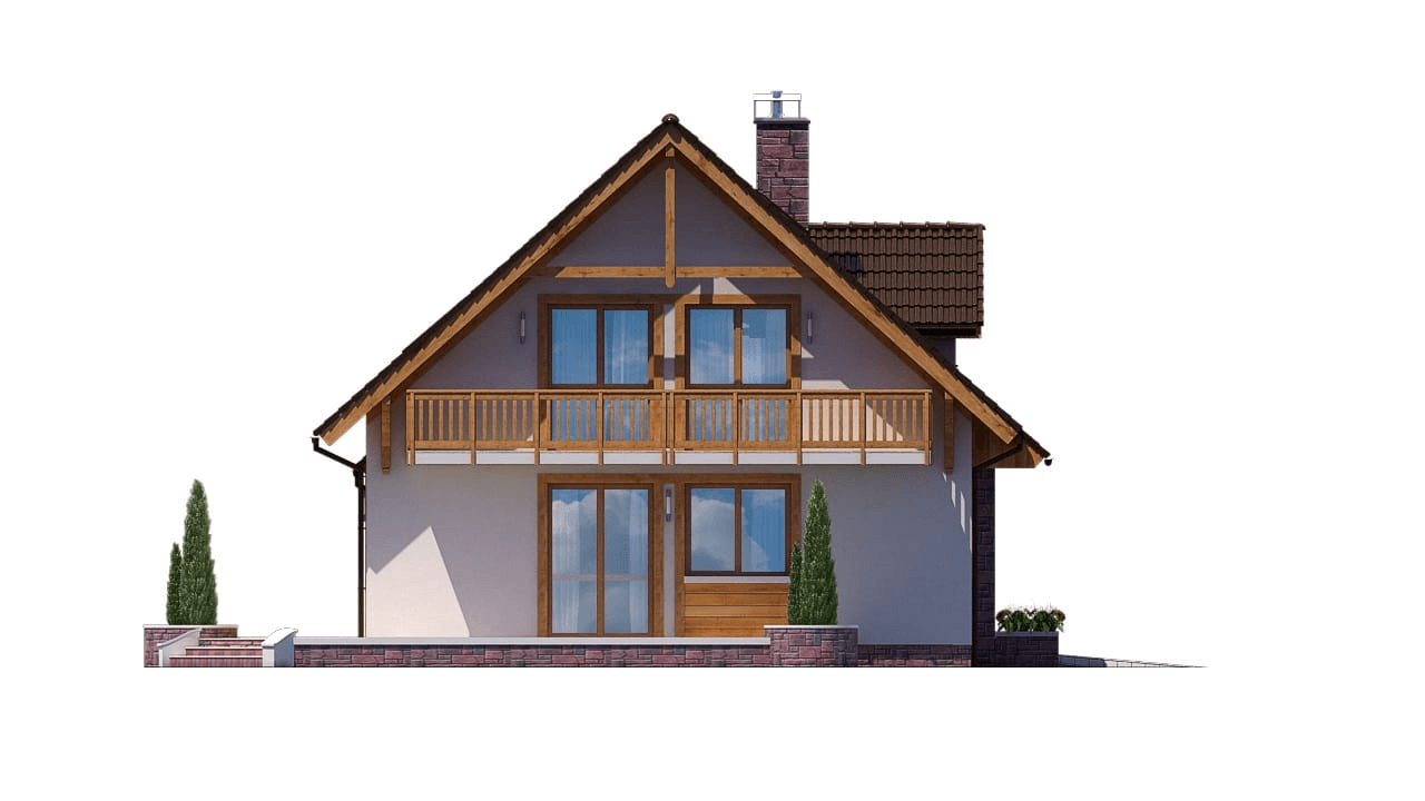 Boczna elewacja w domu BW-24 z garażem taras nad garażem