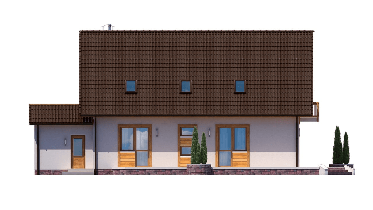 Elewacja ogrodowa w porjekcie domu BW-24 z garażem