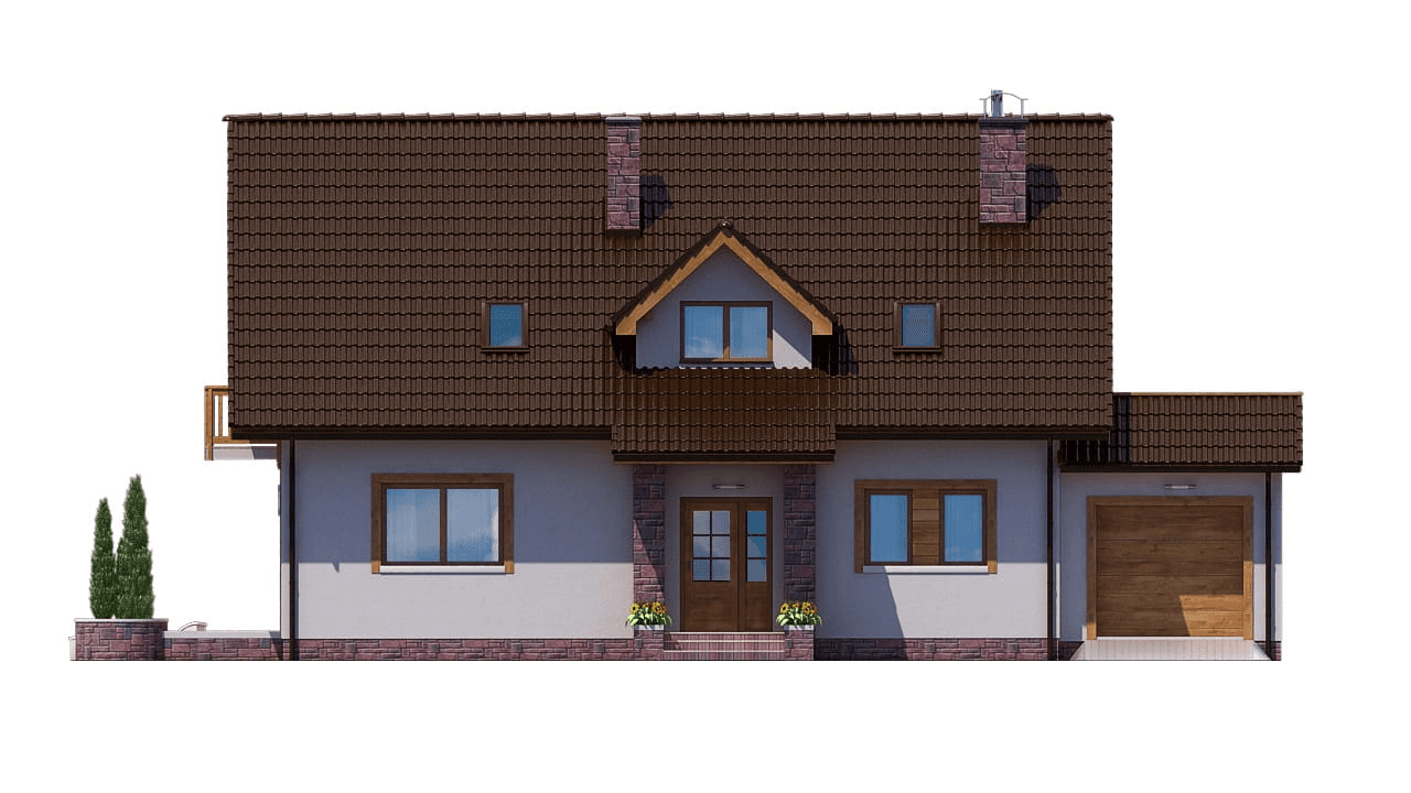 Front budynku elewacja BW-24 z garazem