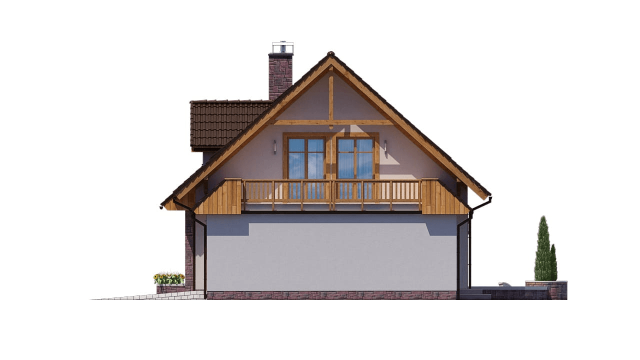 Elewacja boczna w projekcie domu BW-24 z garażem