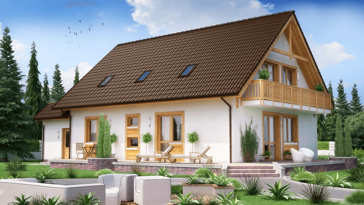 Widok na projekt domu BW-24 z garażem