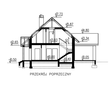 Przekrój domu jednorodzinnego BW-36 wariant 10