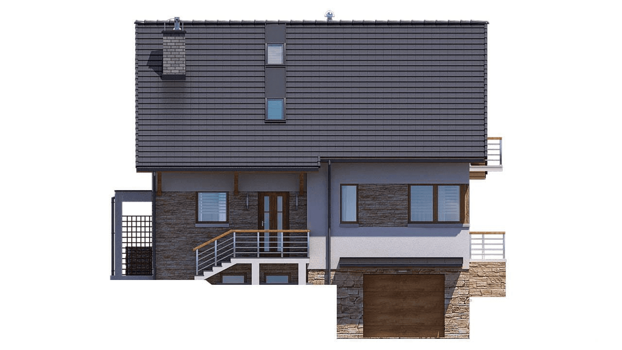 Elewacja frontowa domu jednorodzinnego BW-36 wariant 11 podpiwniczony