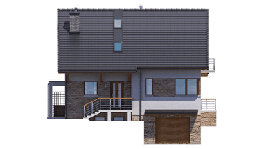 Elewacja frontowa domu jednorodzinnego BW-36 wariant 11 podpiwniczony